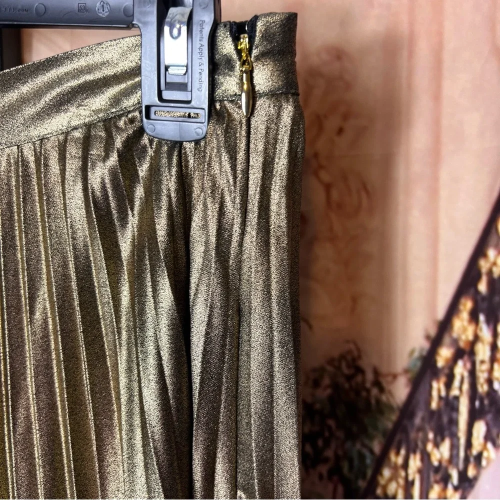 NWT Chico’s Metallic Pleated Skirt, Size 00, XS, beautiful, side zip - Picture 5 of 8